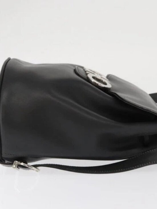 Salvatore Ferragamo Gancini Backpack Leather Black Silver Auth BA9687 main image 13